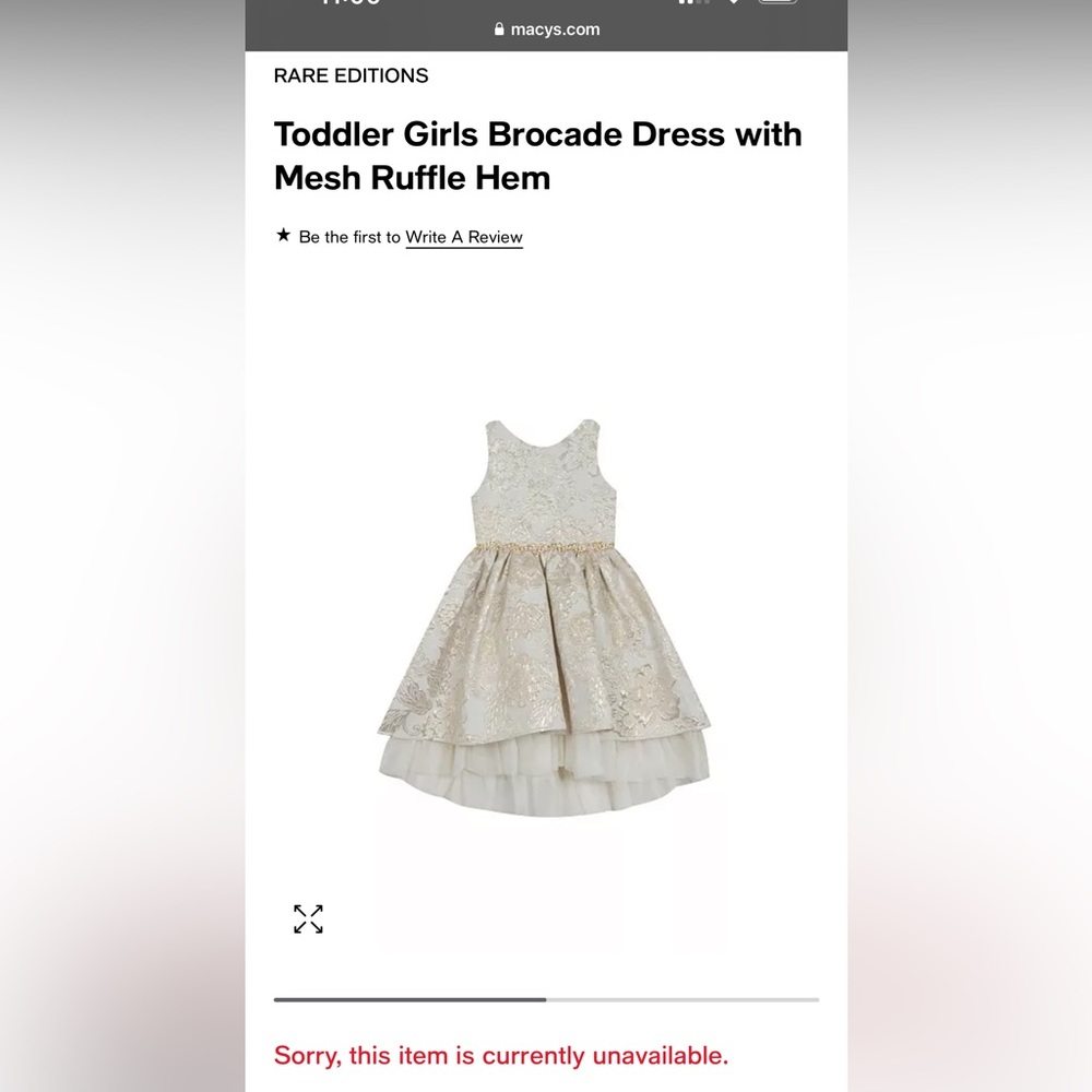 Size 4T - Toddler Brocade Dress with Ruffle Hem